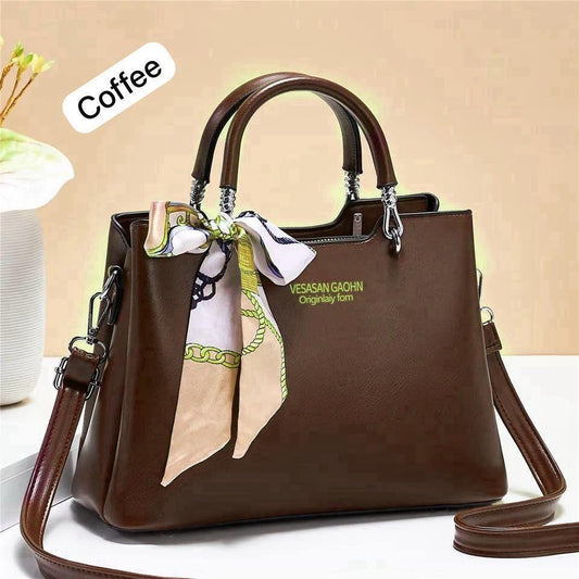 Brown Leather Coffee Style Shoulder Bag for Women