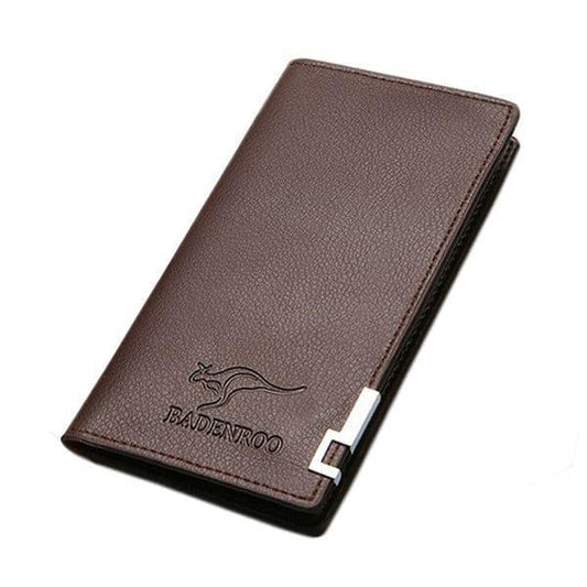 Men's PU Leather Bi-Fold Wallet Brown Black Slim _M