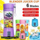 USB Mini Electric Juicer Mixer Blue 1L Portable