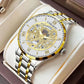 Unraion Skeleton Watch Stainless Steel Gold Accents _M