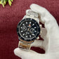 Stainless Steel Chronograph Watch Black Dial Gold Strap _M