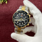 Stainless Steel Chronograph Watch Black Dial Gold Strap _M