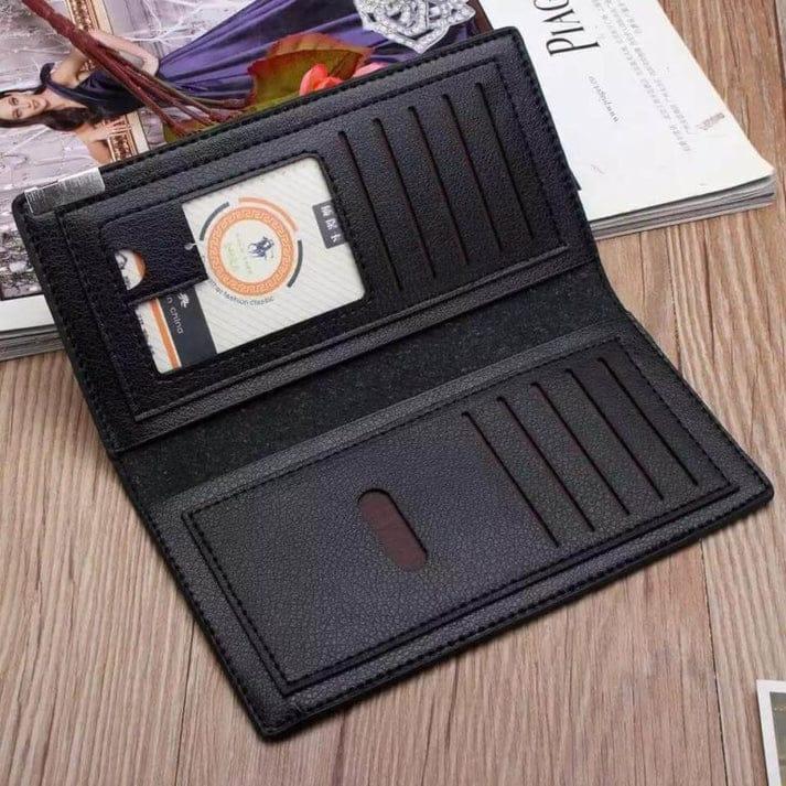 Men's PU Leather Bi-Fold Wallet Brown Black Slim _M