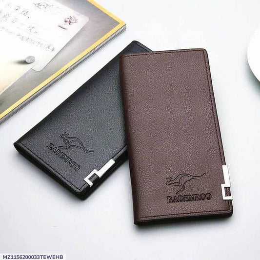 Men's PU Leather Bi-Fold Wallet Brown Black Slim _M