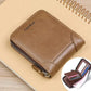 Men's Genuine Leather Wallet Brown Compact Zipper _M