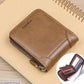 Men's Genuine Leather Wallet Brown Compact Zipper _M