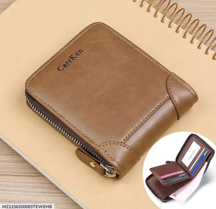 Men's Genuine Leather Wallet Brown Compact Zipper _M