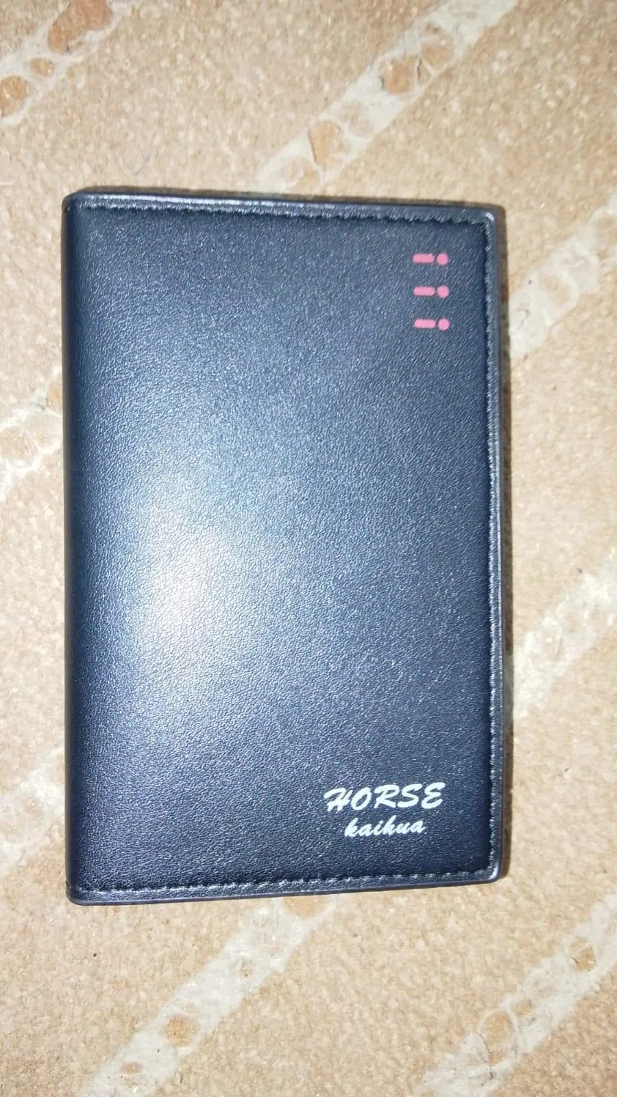 Men's Leather Bi-Fold Wallet with Blue &amp; Gold Stripe  _M