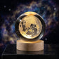 3D Galaxy Crystal Ball Lamp with Wooden LED Base – Decorative Night Light (Only Moon Shape)