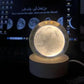 3D Galaxy Crystal Ball Lamp with Wooden LED Base – Decorative Night Light (Only Moon Shape)