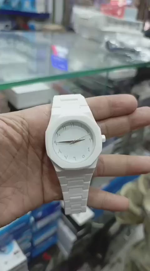 Full White Aura Watch Stylish Design Compact Build Perfect Choice For Daily Use And Fashion Needs