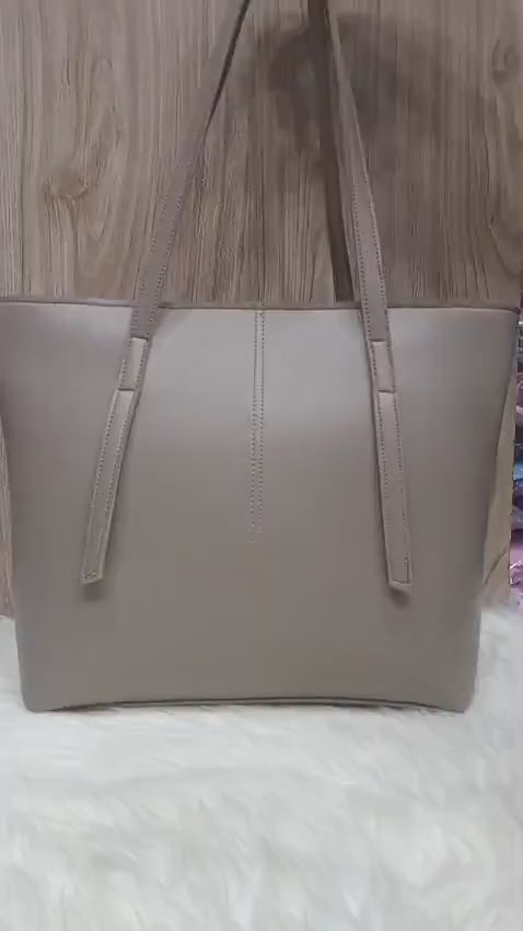 Brown Faux Leather Tote Bag for Women